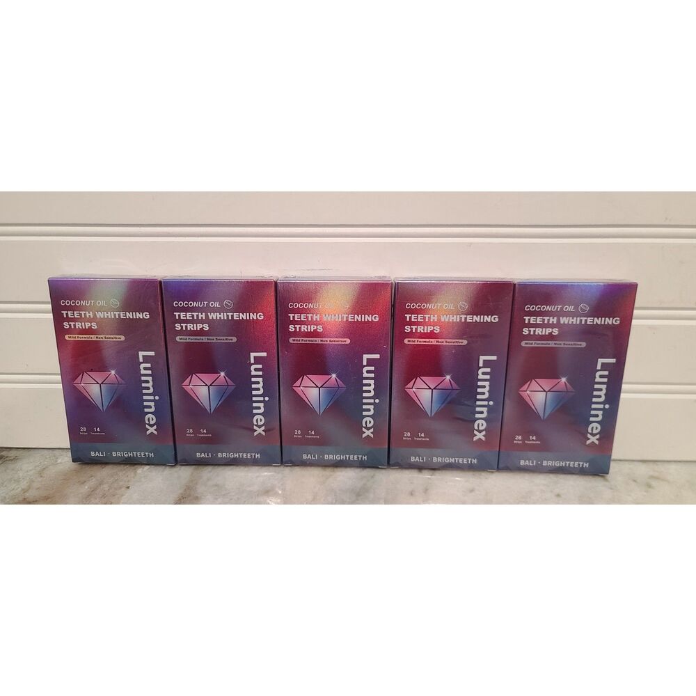 Luminex Coconut Oil Teeth Whitening Strips Lot of 5/140 Strips/70 Treatments